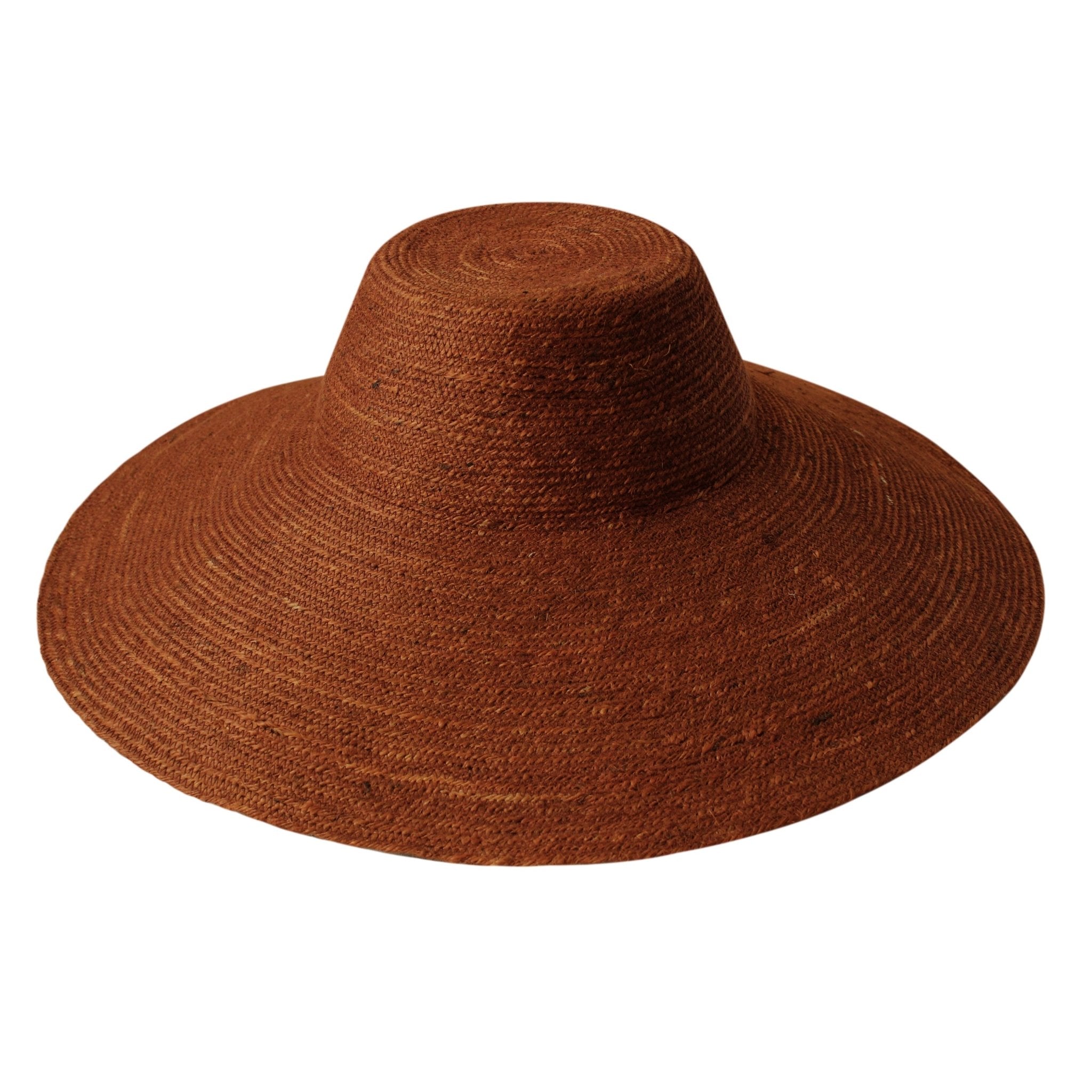 The Riri Jute Straw Hat In Burnt Sienna - Diazza
