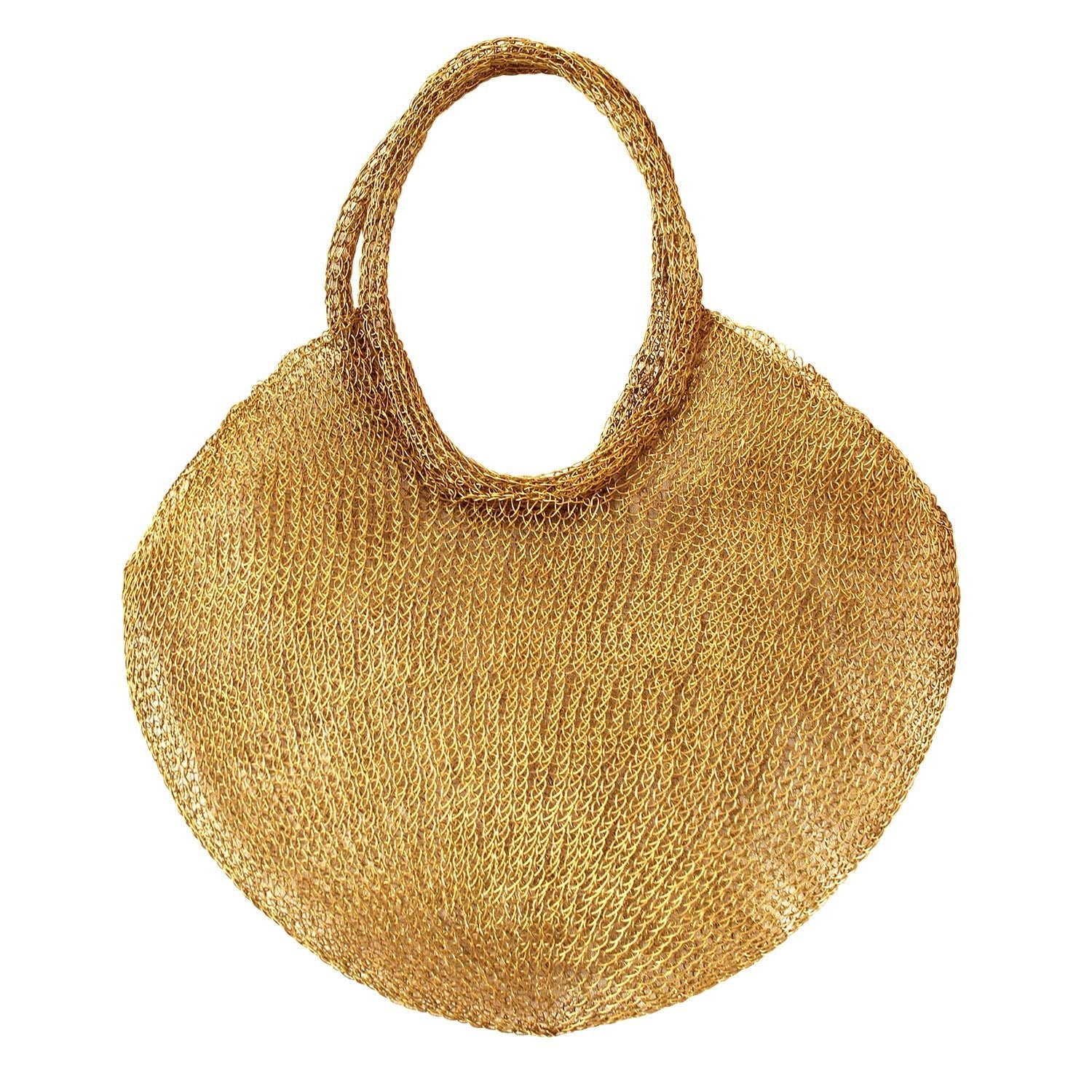 The Sol Mesh Wire Tote Bag in Dark Gold - Diazza