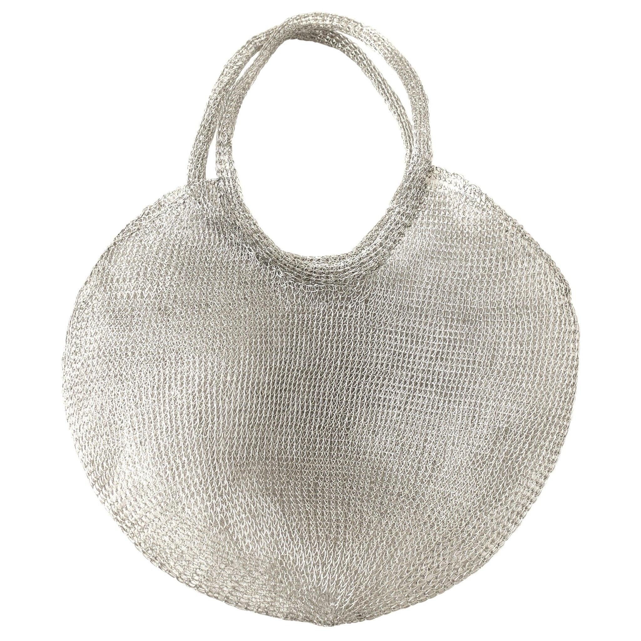 The Sol Mesh Wire Tote Bag in Silver - Diazza
