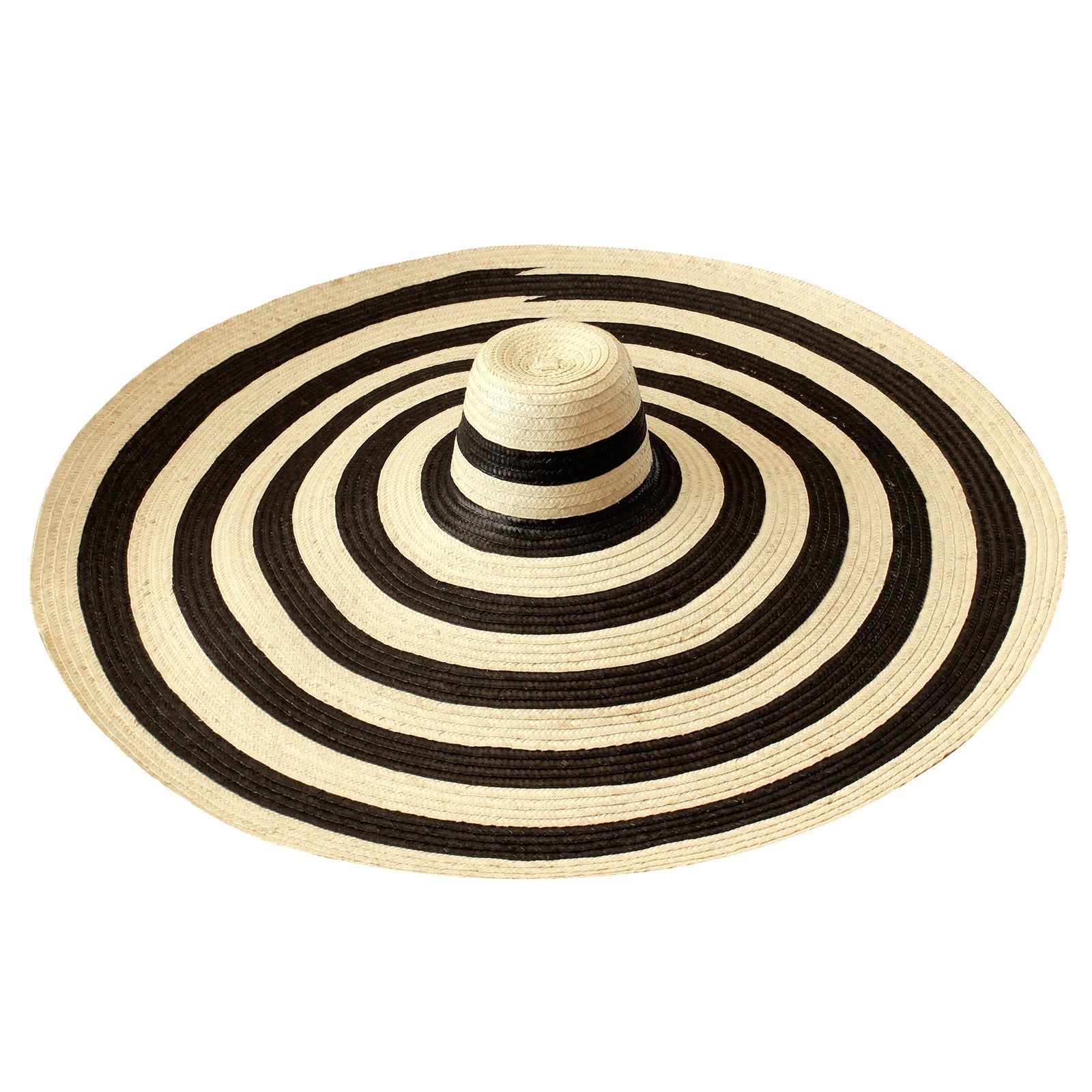 The Solana Oversized Striped Straw Hat in Black & Natural - Diazza