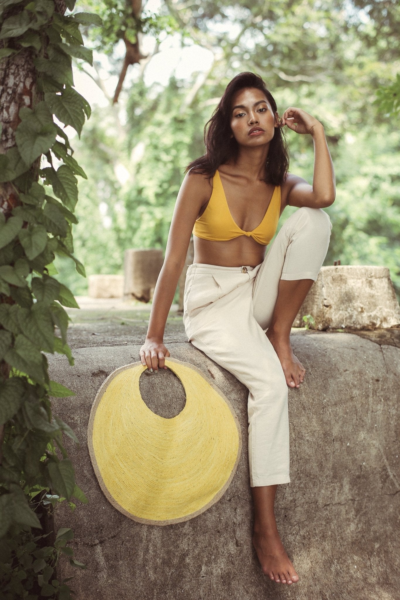 The Solo Citroen Jute Bag In Yellow - Diazza