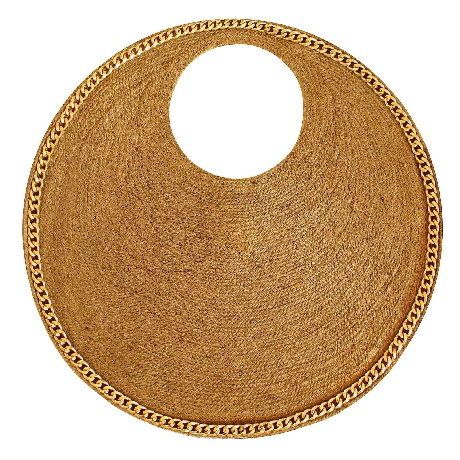 The Solo Cocco Jute Bag With Gold Chain - Diazza