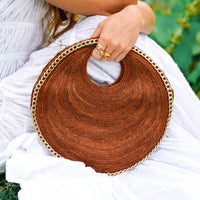 The Solo Espresso Mini Jute Bag With Gold Chain - Diazza