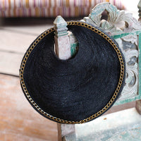 The Solo Fig Mini Black Jute Bag With Gold Chain - Diazza