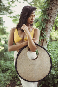The Solo Halo Jute Bag In Black X Natural - Diazza