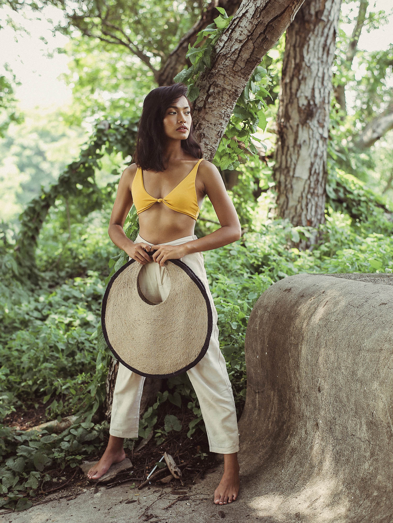 The Solo Halo Jute Bag In Black X Natural - Diazza