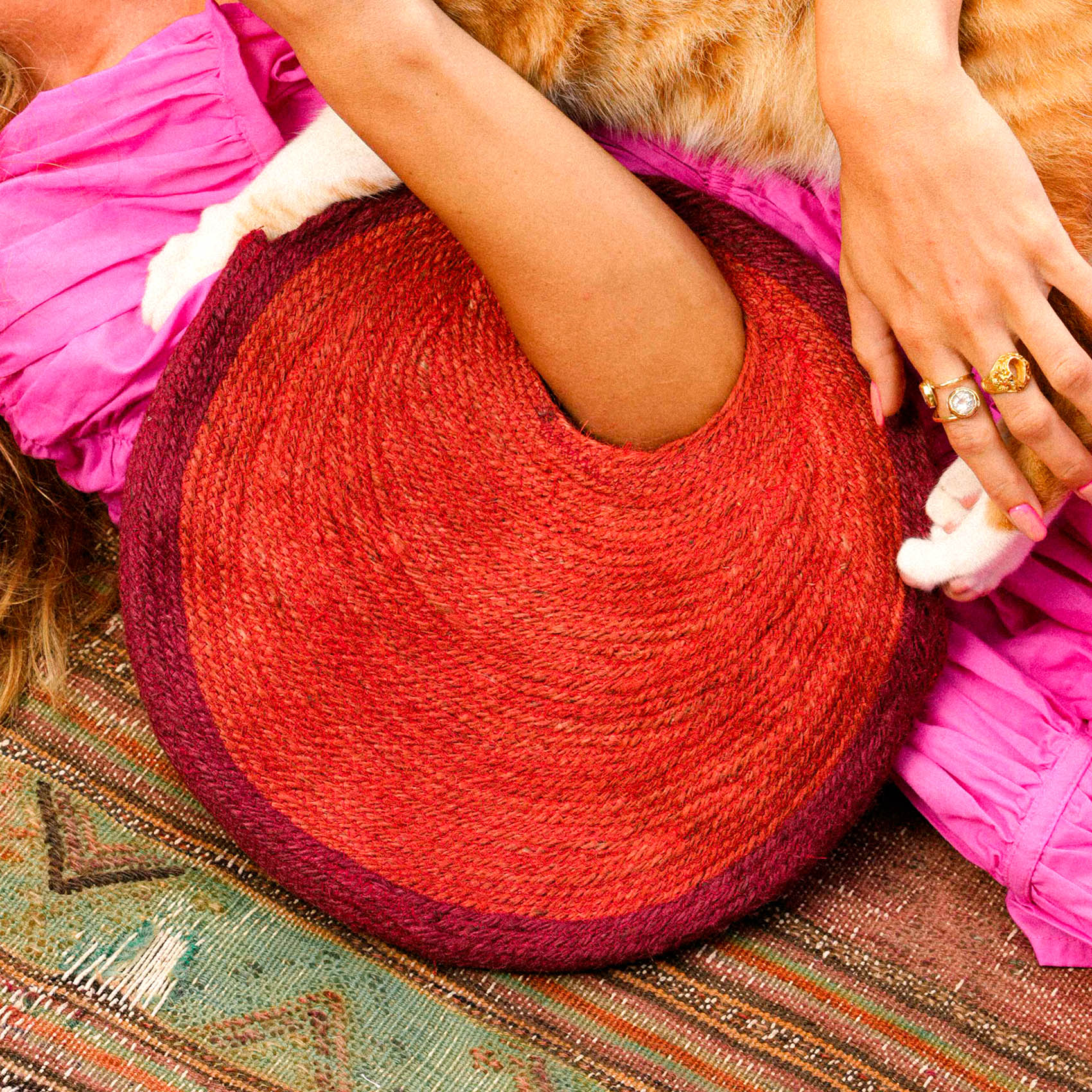 The Solo Tomato Mini Jute Bag In Red - Diazza
