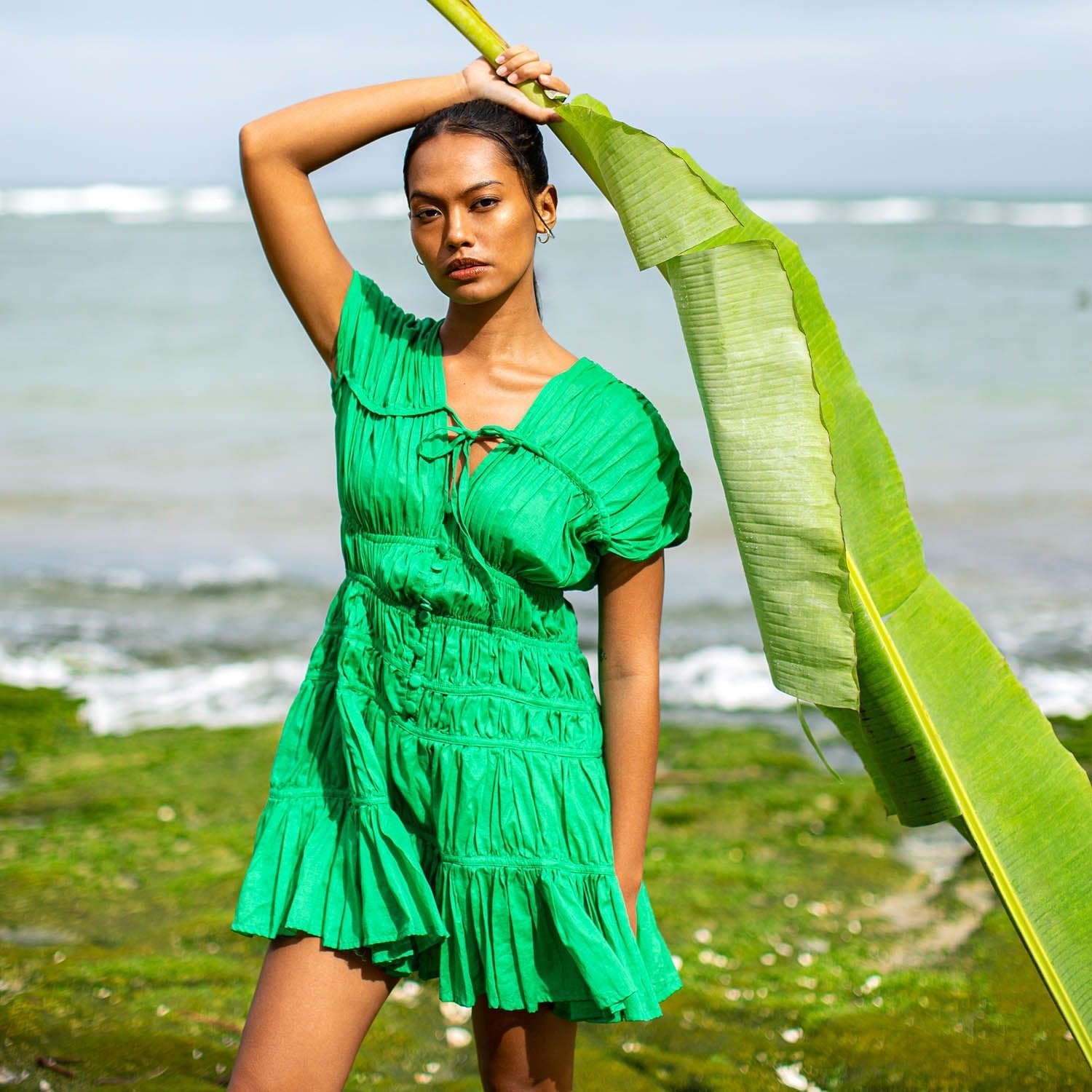 The Srikandi Dress In Kelly Green - Diazza