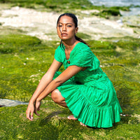 The Srikandi Dress In Kelly Green - Diazza