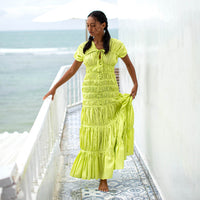 The Srikandi Maxi Dress In Lime Green - Diazza