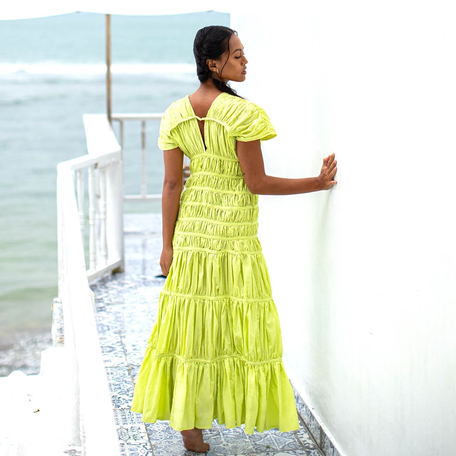 The Srikandi Maxi Dress In Lime Green - Diazza