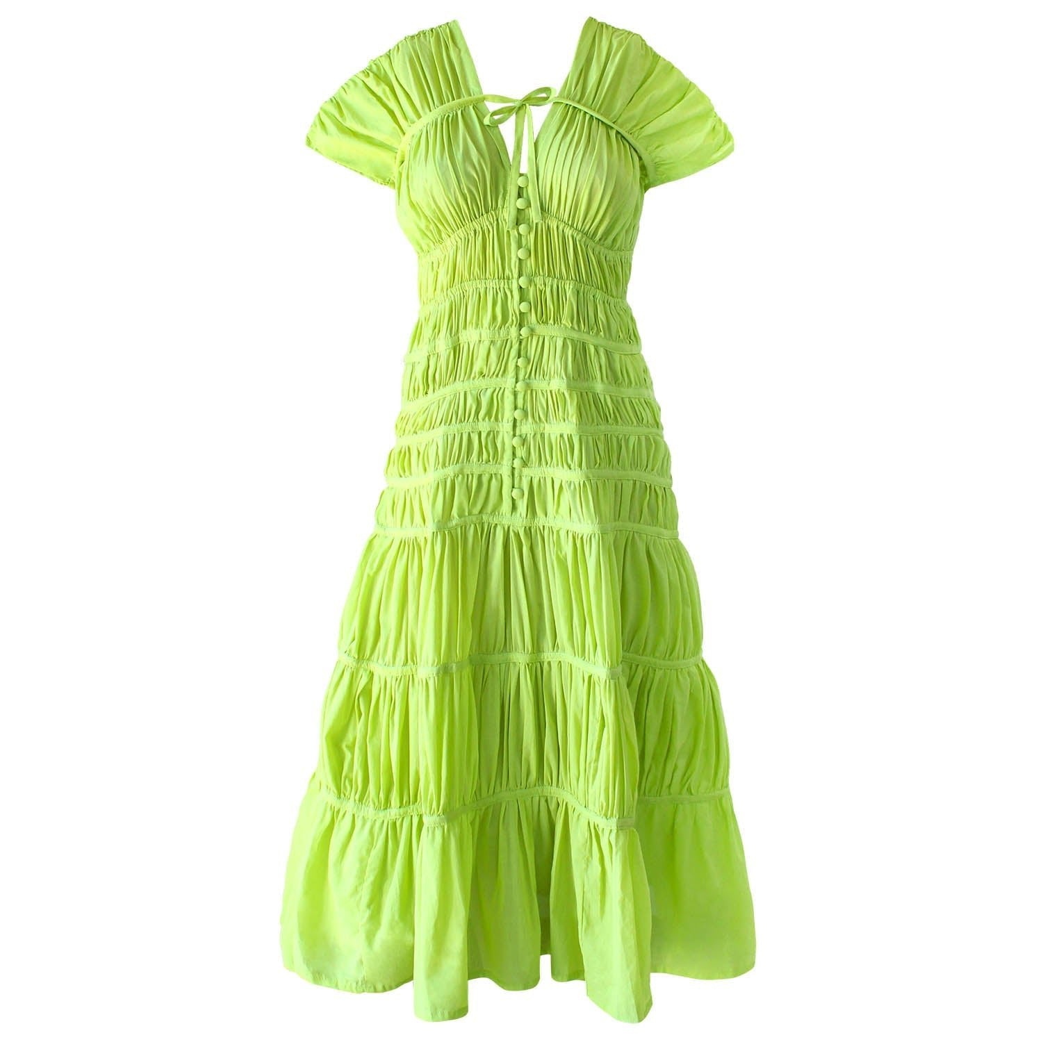 The Srikandi Maxi Dress In Lime Green - Diazza