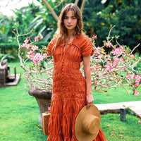 The Srikandi Maxi Dress In Sienna Brown - Diazza