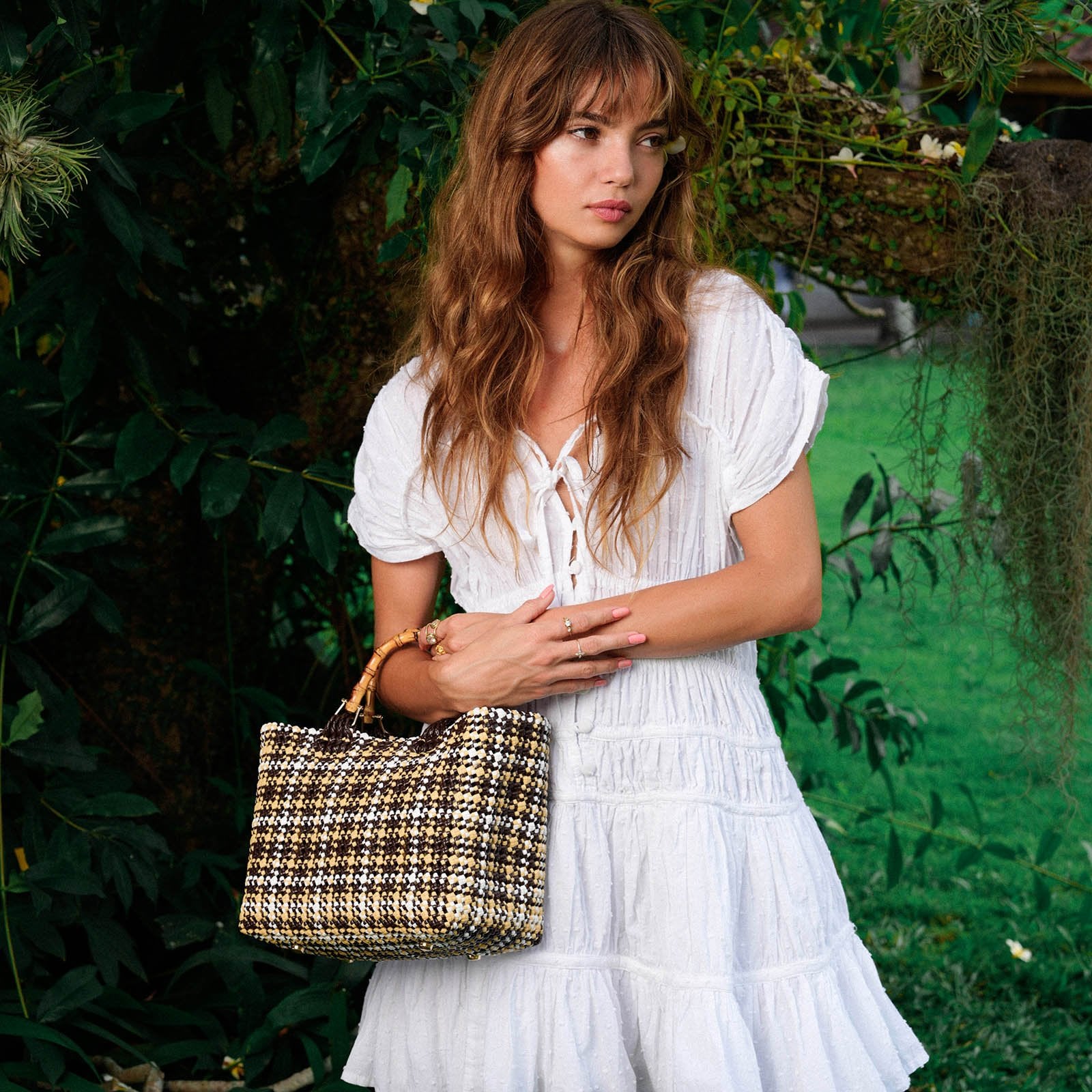 The Srikandi Mini Ruffle Dress In White - Diazza