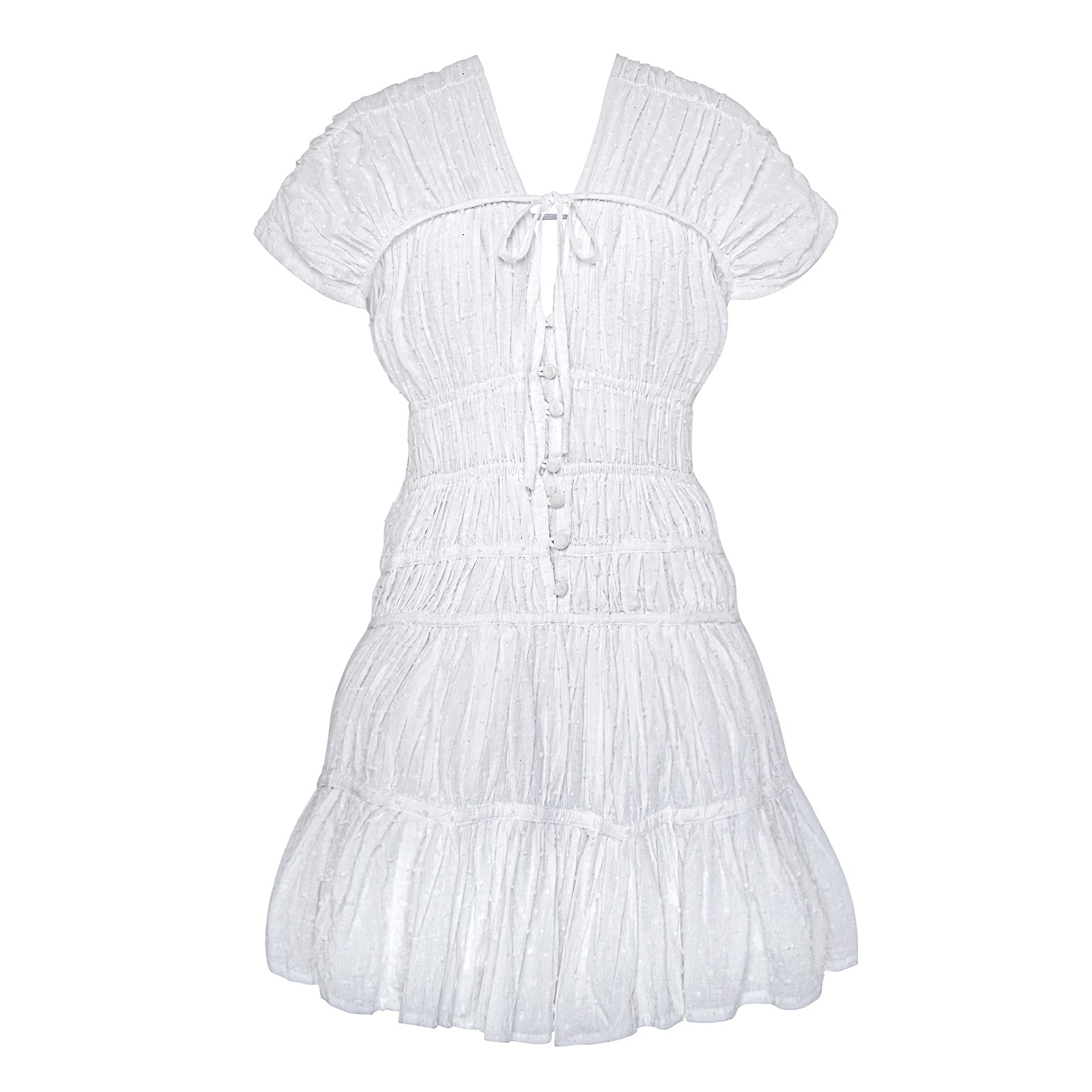 The Srikandi Mini Ruffle Dress In White - Diazza