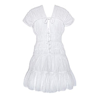 The Srikandi Mini Ruffle Dress In White - Diazza