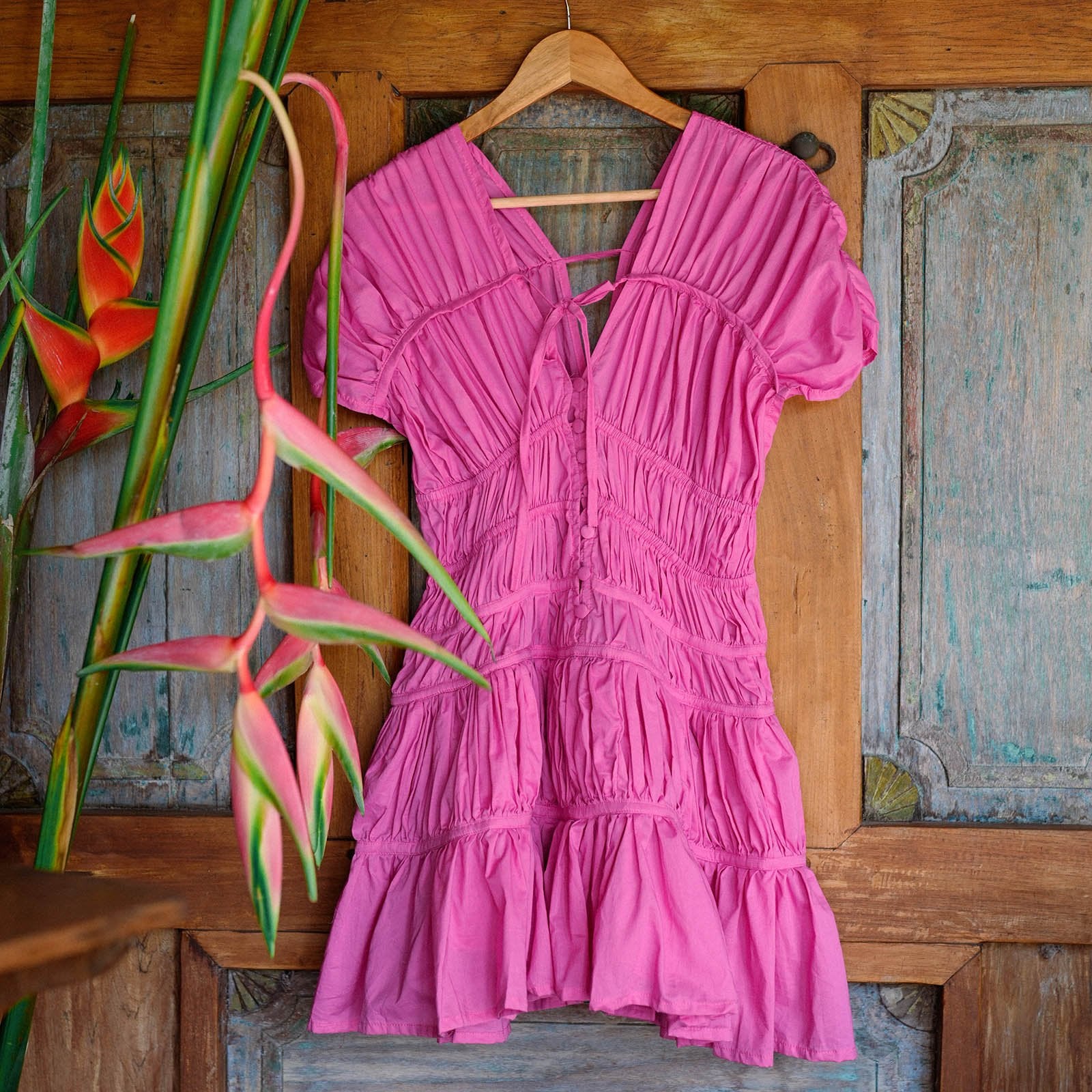 The Srikandi Ruffle Dress In Guava Pink - Diazza