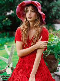The Srikandi Ruffle Dress In Scarlet Red - Diazza