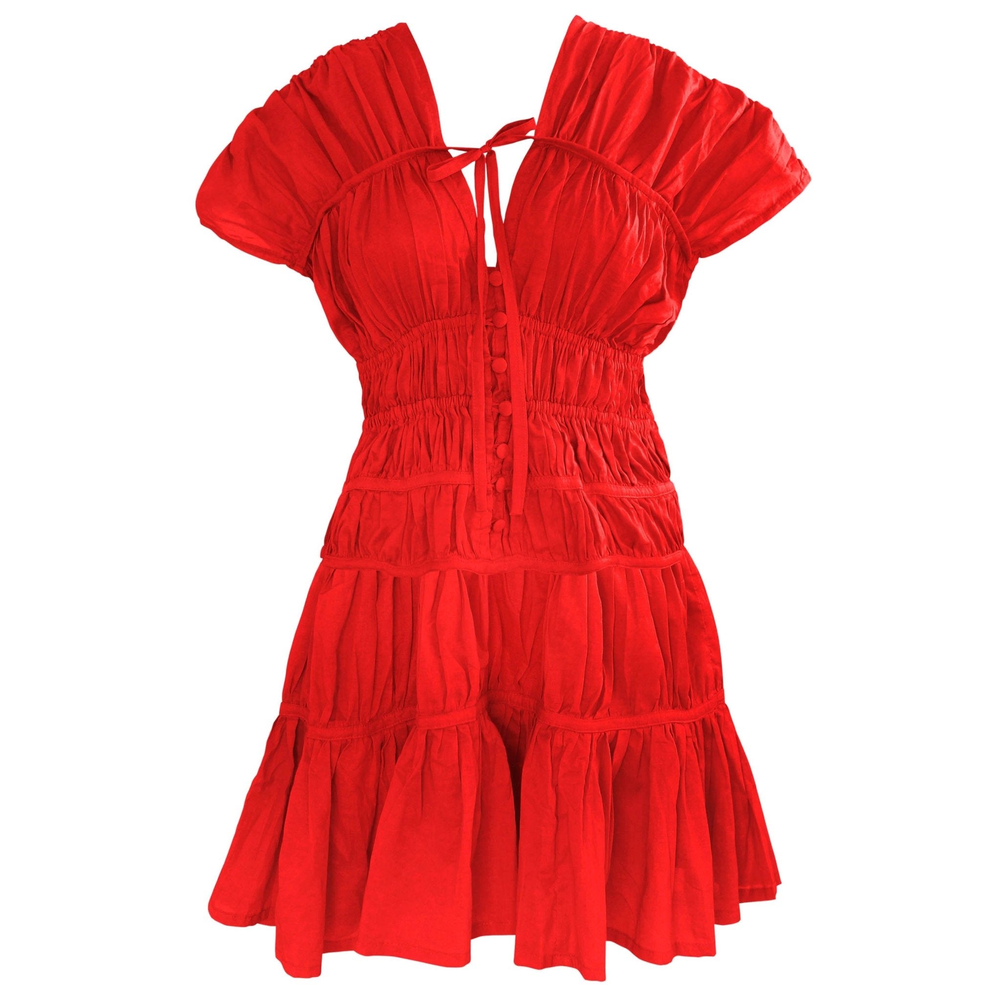 The Srikandi Ruffle Dress In Scarlet Red - Diazza