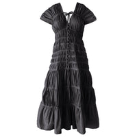 The Srikandi Ruffle Maxi Dress In Black - Diazza
