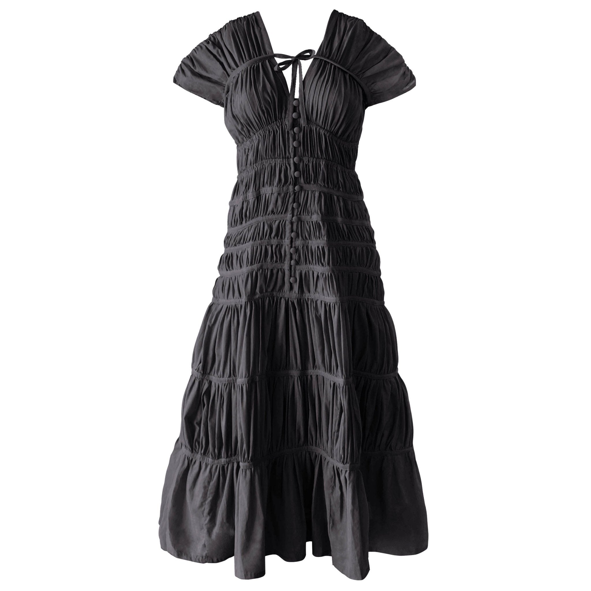 The Srikandi Ruffle Maxi Dress In Black - Diazza