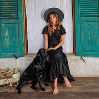 The Srikandi Ruffle Maxi Dress In Black - Diazza
