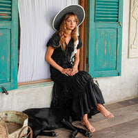 The Srikandi Ruffle Maxi Dress In Black - Diazza