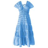 The Srikandi Ruffle Maxi Dress In Princess Blue - Diazza
