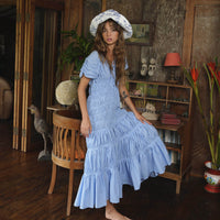 The Srikandi Ruffle Maxi Dress In Princess Blue - Diazza