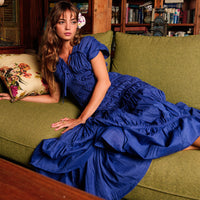 The Srikandi Ruffle Maxi Dress In Royal Blue - Diazza