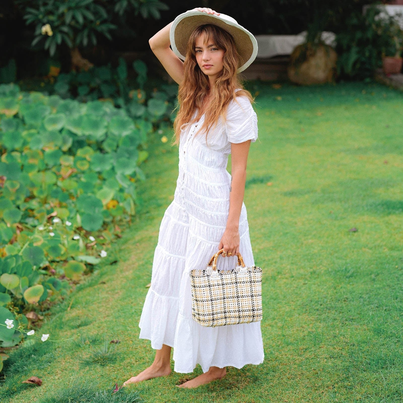 The Srikandi Ruffle Maxi Dress In White - Diazza