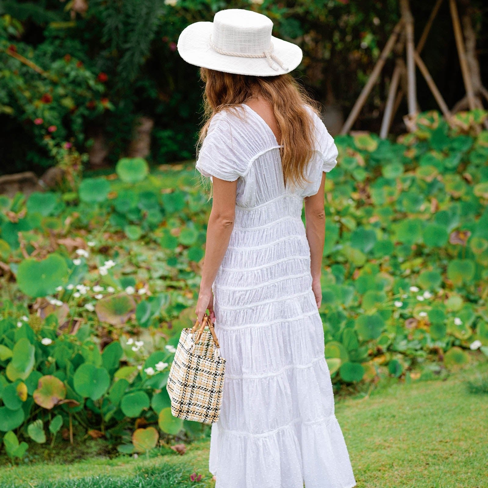 The Srikandi Ruffle Maxi Dress In White - Diazza