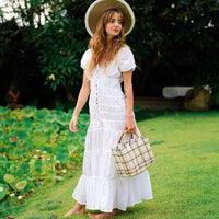The Srikandi Ruffle Maxi Dress In White - Diazza