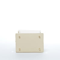 Women's Off White Leather Bucket Bag - SUSU Amber Geometric Crossbody Purse with Gold Hardware SUSU