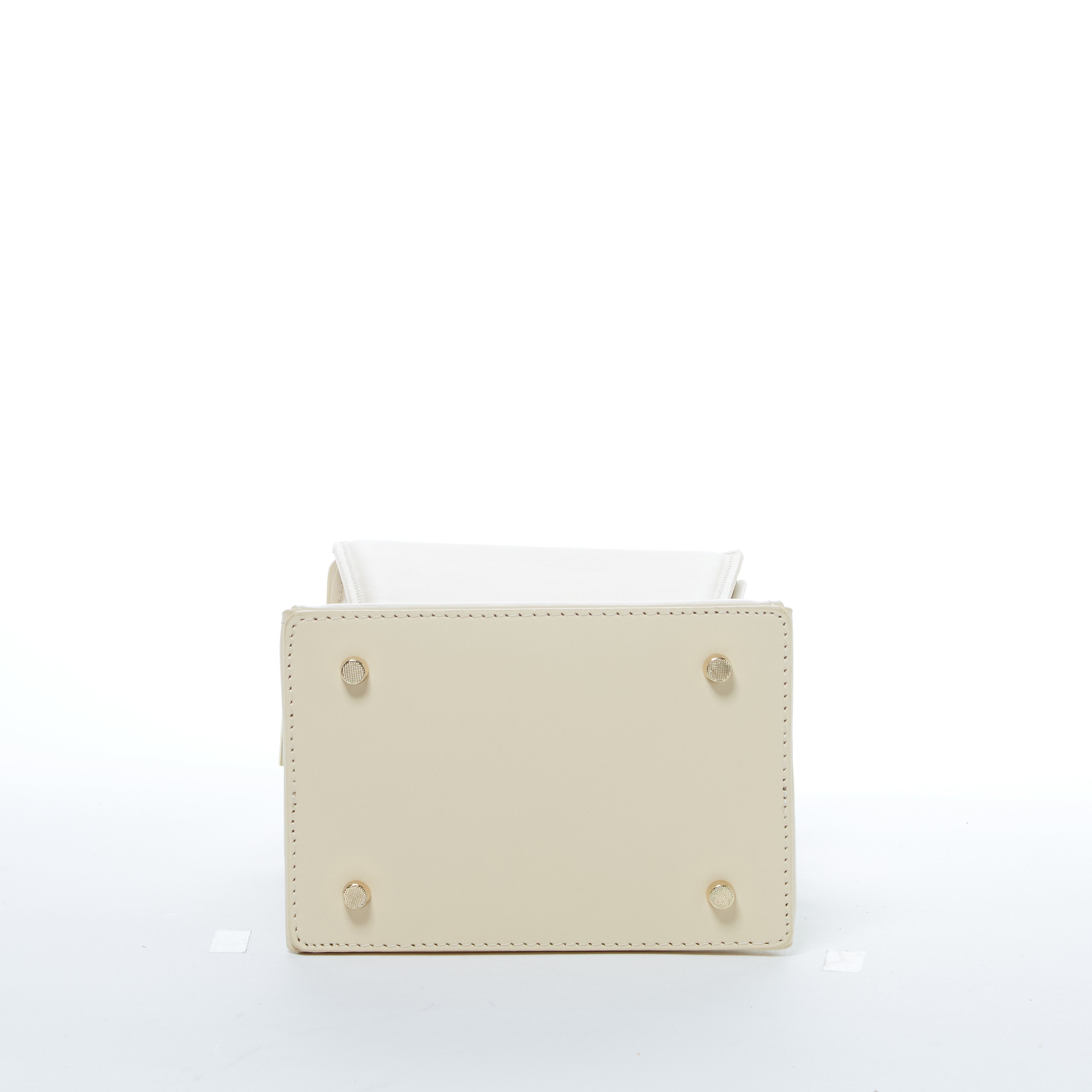 Women's Off White Leather Bucket Bag - SUSU Amber Geometric Crossbody Purse with Gold Hardware SUSU