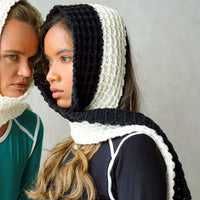 WAFFLE Crochet Scarf in Black & Off White - Diazza