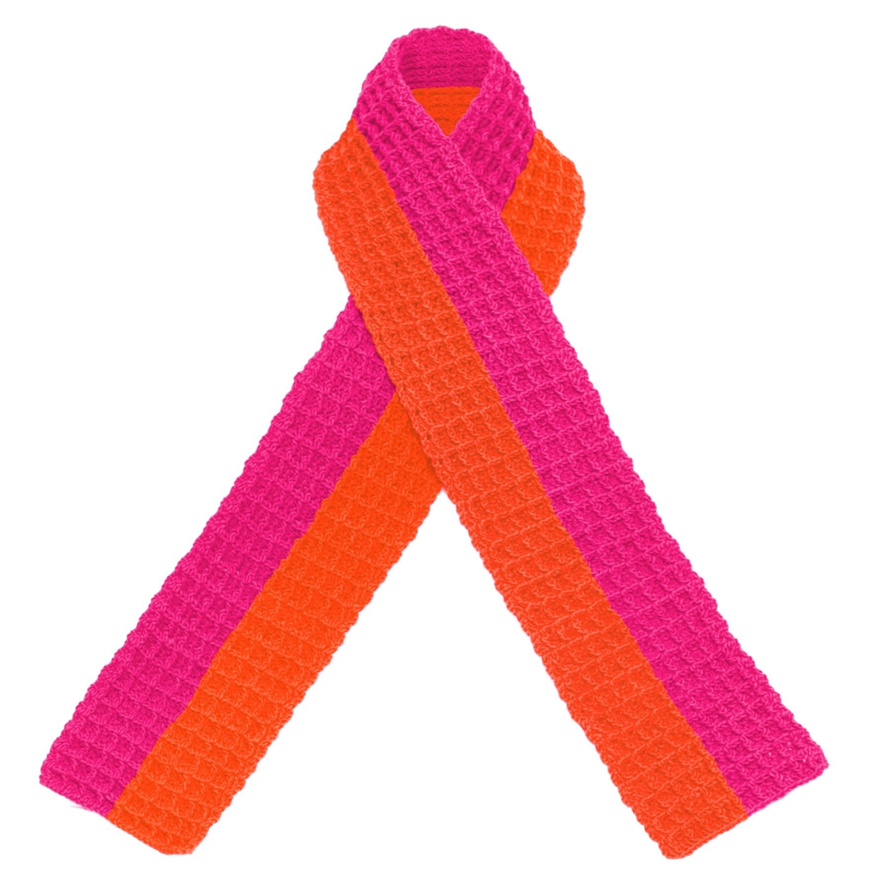 WAFFLE Crochet Scarf in Candy Pink & Tangerine Orange - Diazza