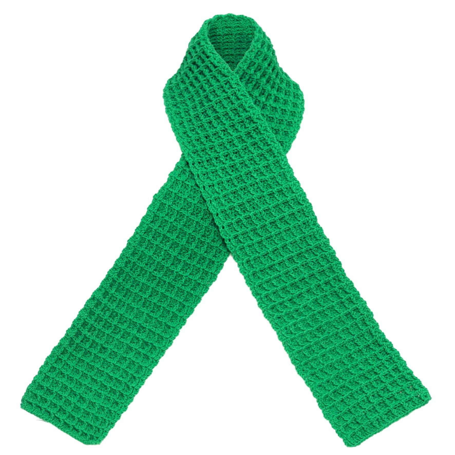 WAFFLE Crochet Scarf in Green - Diazza