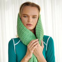 WAFFLE Crochet Scarf in Sage Green - Diazza