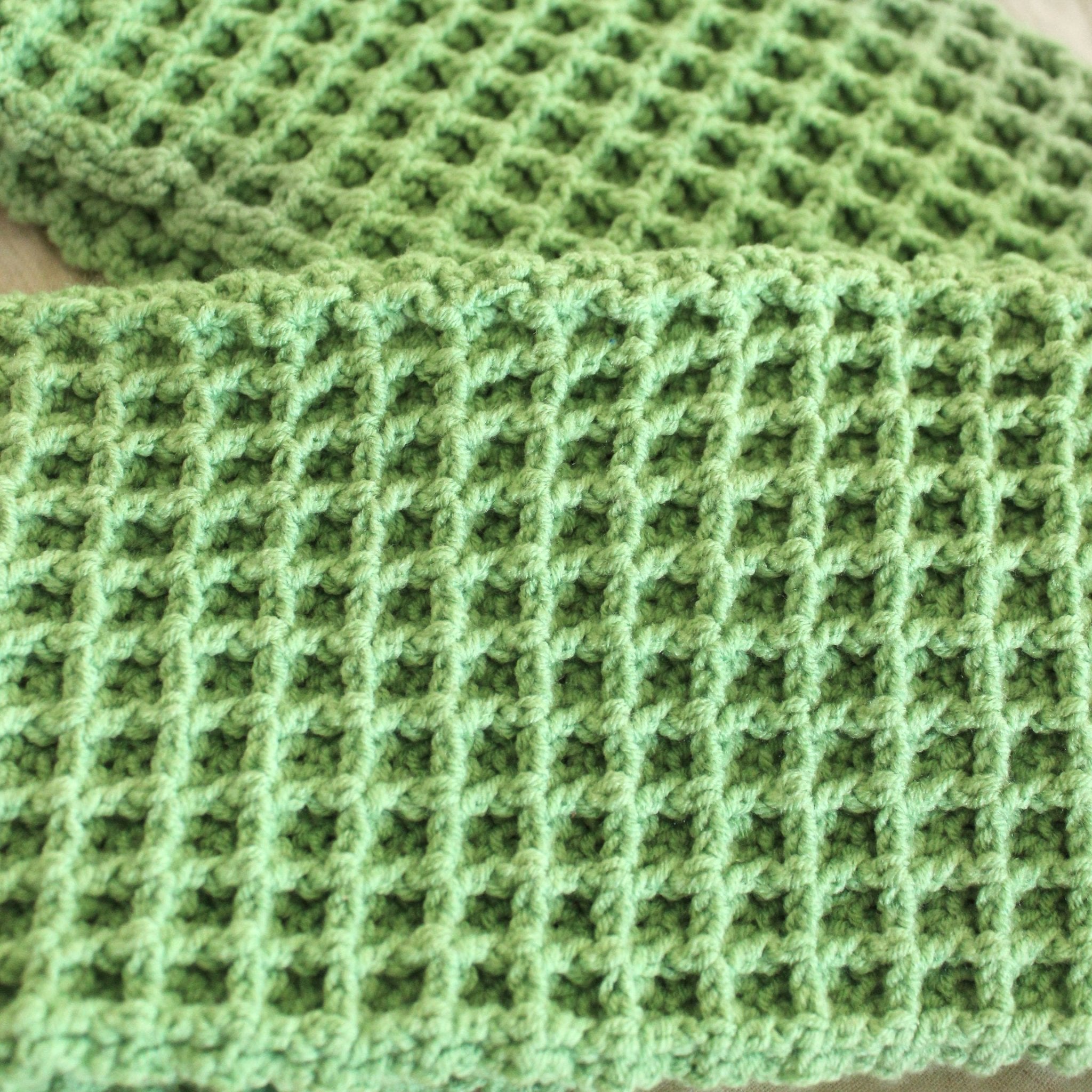 WAFFLE Crochet Scarf in Sage Green - Diazza