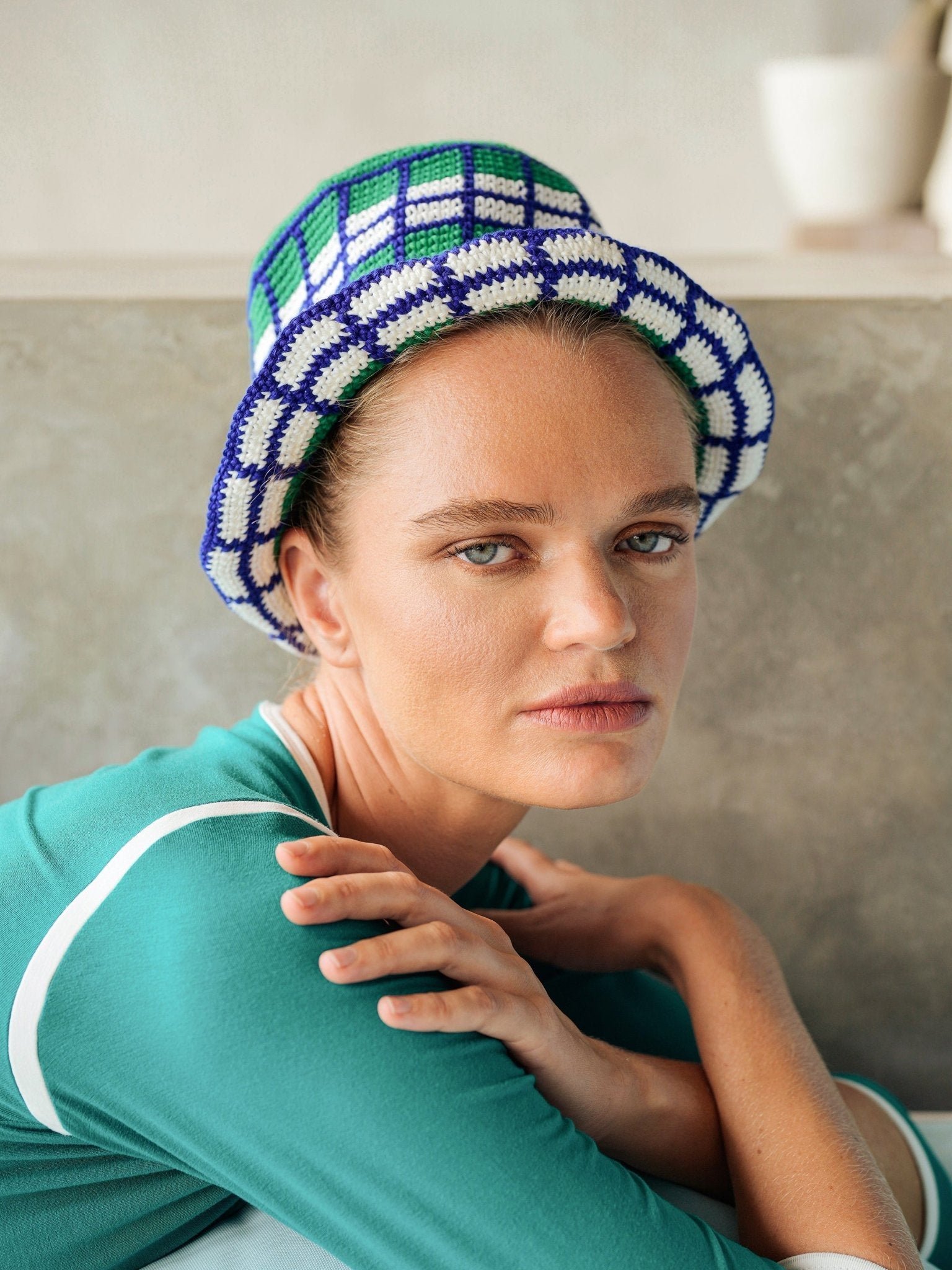 WIMBLEDON Plaid Crochet Hat - Diazza