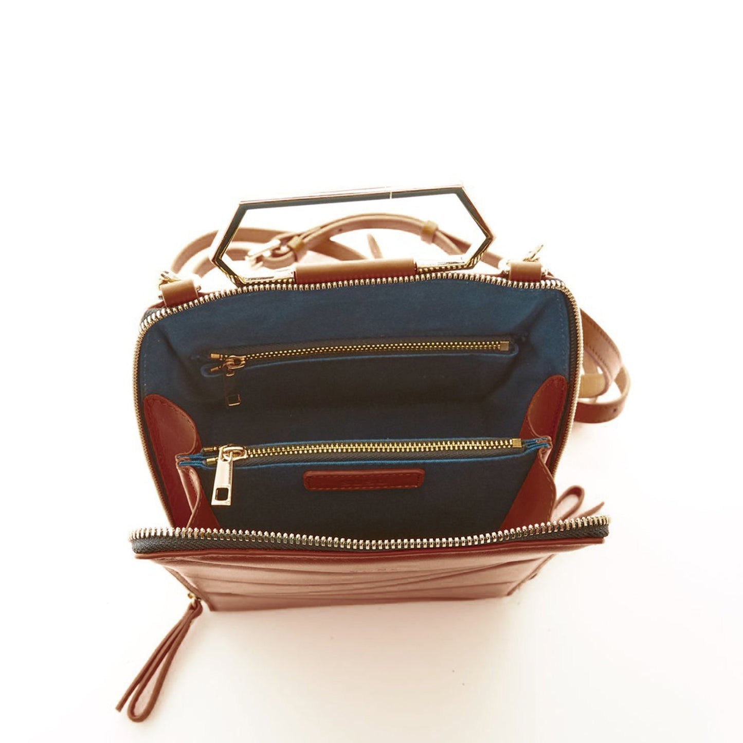 Women's Amber Brown Leather Convertible Backpack - SUSU Heidi Unique Crossbody Purse - Diazza