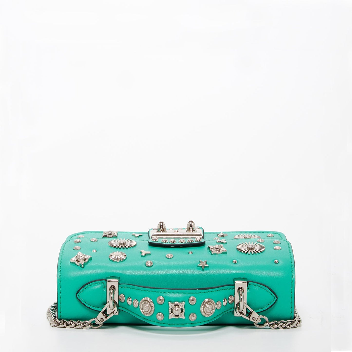 Women's Arcadia Green Studded Leather Small Crossbody Bag - SUSU Hollywood Purse - Diazza