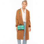 Women's Arcadia Green Studded Leather Small Crossbody Bag - SUSU Hollywood Purse - Diazza