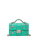 Women's Arcadia Green Studded Leather Small Crossbody Bag - SUSU Hollywood Purse - Diazza