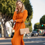 Women's Beige Leather Chain Shoulder Bag - SUSU Josie Medium Crossbody Purse - Diazza