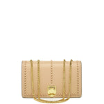 Women's Beige Leather Chain Shoulder Bag - SUSU Josie Medium Crossbody Purse - Diazza