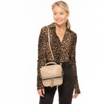 Women's Beige Leather Convertible Backpack - SUSU Ashley Medium with Pockets - Diazza
