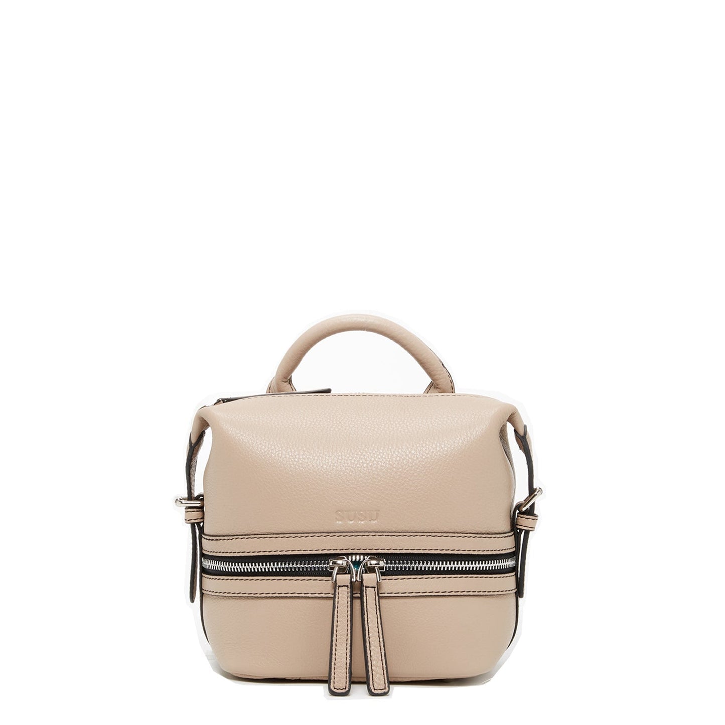 Women's Beige Leather Convertible Backpack - SUSU Ashley Medium with Pockets - Diazza