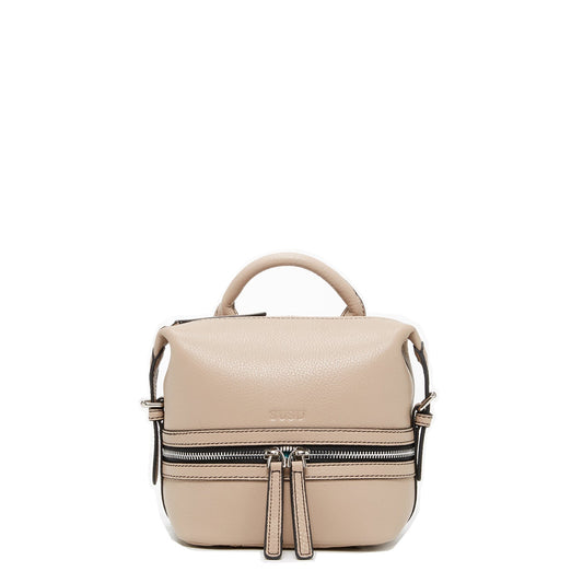 Women's Beige Leather Convertible Backpack - SUSU Ashley Medium with Pockets - Diazza